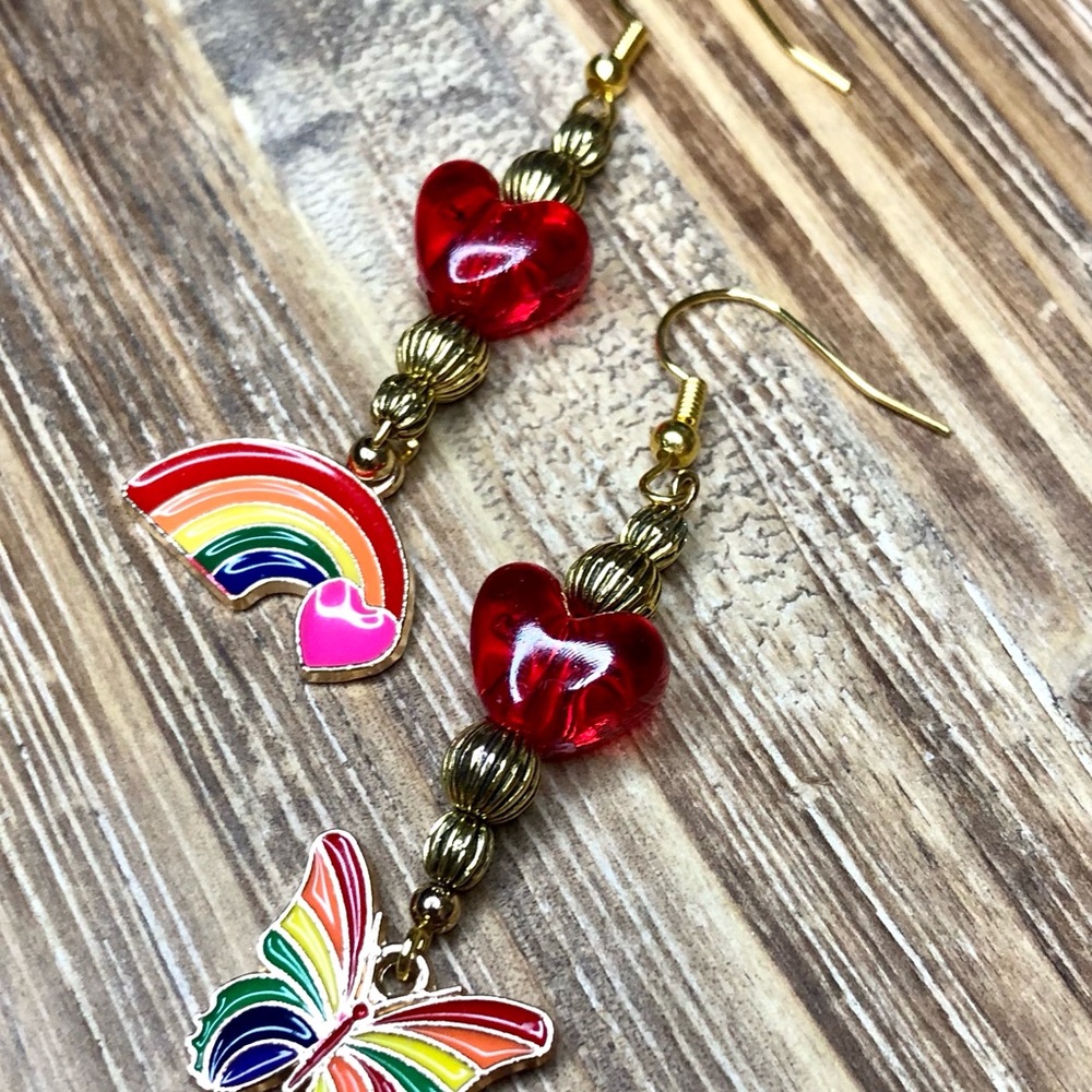 2.5” Rainbow and Butterfly Pride Earrings